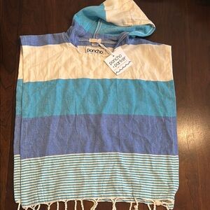 Blue and White Striped Poncho Top/Towel